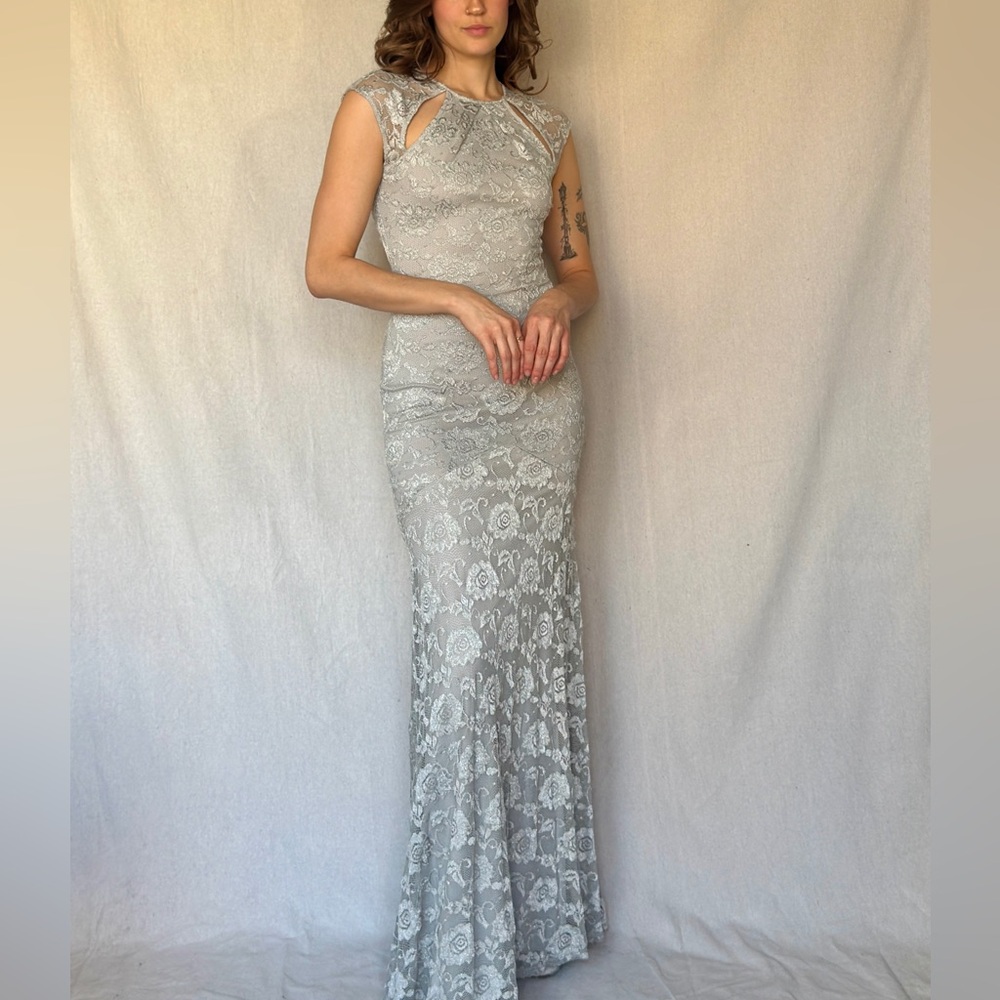 Vintage Y2K Silver Mermaid Bodycon Keyhole Dress - Picture 6 of 9